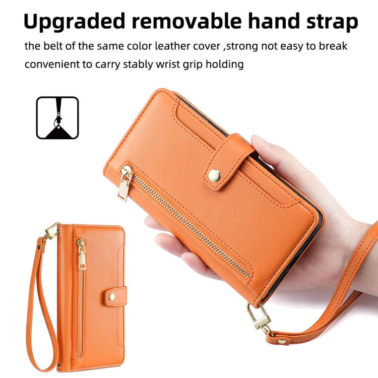For Ulefone Note 12P Sheep Texture Cross-body Zipper Wallet Leather Phone Case(Orange) - Ulefone Cases by buy2fix | Online Shopping UK | buy2fix