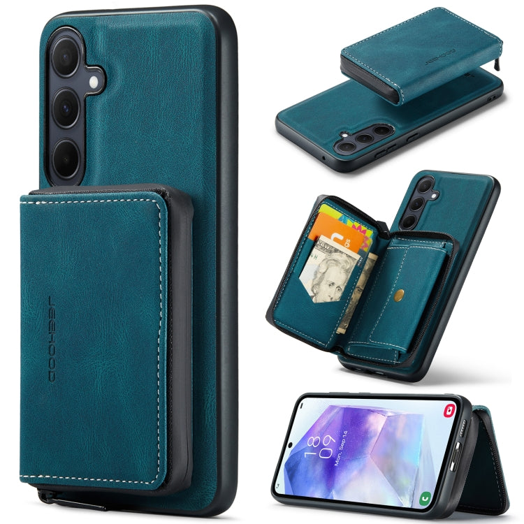 For Samsung Galaxy A55 5G JEEHOOD Magnetic Zipper Horizontal Flip Leather Phone Case(Blue) - Galaxy Phone Cases by JEEHOOD | Online Shopping UK | buy2fix