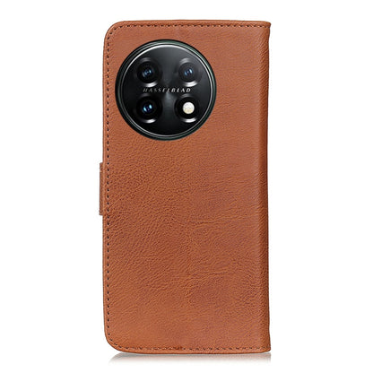 For OnePlus 11 5G KHAZNEH Cowhide Texture Flip Leather Phone Case(Brown) - OnePlus Cases by buy2fix | Online Shopping UK | buy2fix