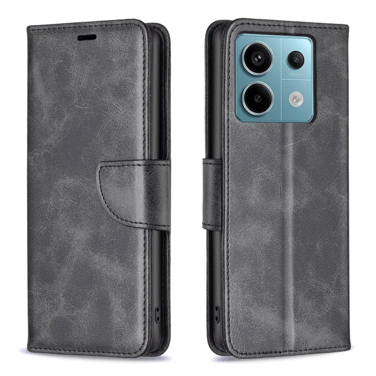 For Xiaomi Redmi Note 13 Pro 4G Global Lambskin Texture Pure Color Flip Leather Phone Case(Black) - Note 13 Pro Cases by buy2fix | Online Shopping UK | buy2fix