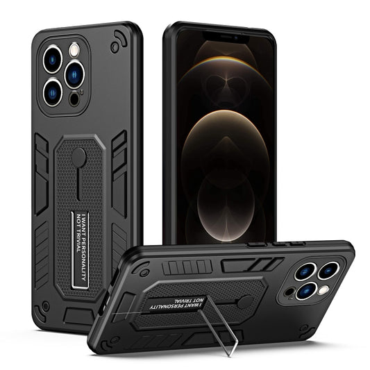 For iPhone 11 Pro Variety Brave Armor Finger Loop Holder Phone Case(Black) - iPhone 11 Pro Cases by buy2fix | Online Shopping UK | buy2fix