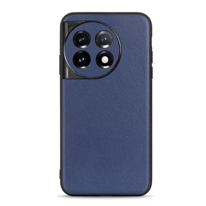 For OnePlus 11 5G Lambskin Texture Genuine Leather Phone Case(Blue) - OnePlus Cases by buy2fix | Online Shopping UK | buy2fix