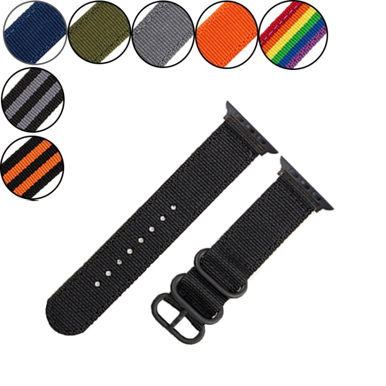 Black Buckle Canvas Watch Band For Apple Watch Ultra 49mm&Watch Ultra 2 49mm / Series 9&8&7 45mm / SE 3&SE 2&6&SE&5&4 44mm / 3&2&1 42mm(Rainbow) - Watch Bands by buy2fix | Online Shopping UK | buy2fix