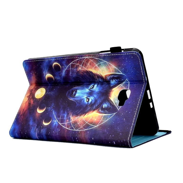 For Samsung Galaxy Tab A 10.1 2016 T580 Colored Drawing Stitching Elastic Band Leather Smart Tablet Case(Space Wolf) - Tab A 10.1 by buy2fix | Online Shopping UK | buy2fix