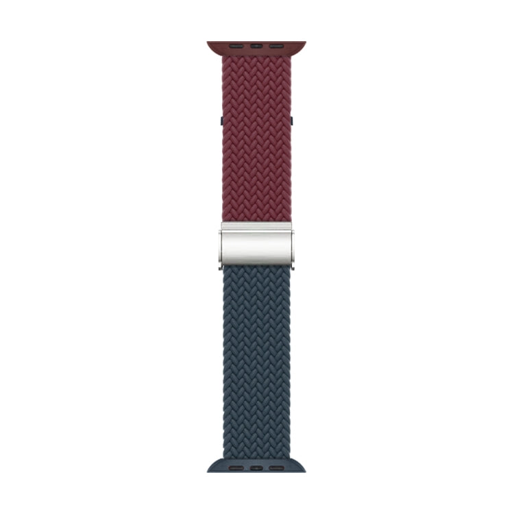 Nylon Braided Stitching Buckle Watch Band For Apple Watch Ultra 49mm&Watch Ultra 2 49mm / Series 9&8&7 45mm / SE 3&SE 2&6&SE&5&4 44mm / 3&2&1 42mm(Wine Red Deep Blue) - Watch Bands by buy2fix | Online Shopping UK | buy2fix