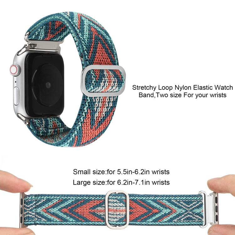 For Apple Watch Ultra 49mm&Watch Ultra 2 49mm / Series 9&8&7 45mm / SE 3&SE 2&6&SE&5&4 44mm / 3&2&1 42mm Buckle Elastic Nylon Watch Band(Blue) - Watch Bands by buy2fix | Online Shopping UK | buy2fix