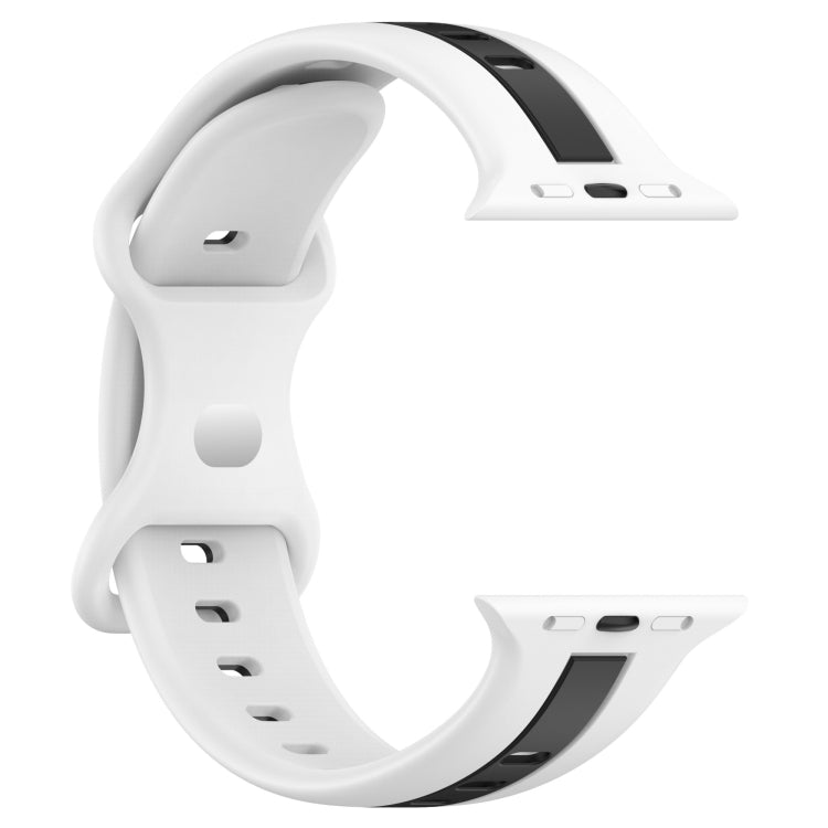 Nail Buckle Two-color Watch Band For Apple Watch Ultra 49mm&Watch Ultra 2 49mm / Series 9&8&7 45mm / SE 3&SE 2&6&SE&5&4 44mm / 3&2&1 42mm(White Black) - Watch Bands by buy2fix | Online Shopping UK | buy2fix