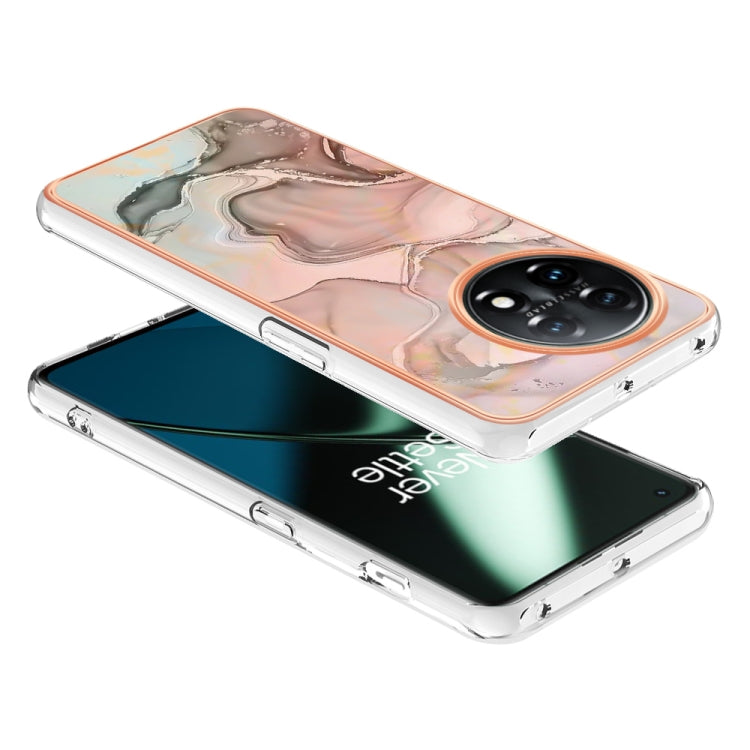 For OnePlus 11 Electroplating Marble Dual-side IMD Phone Case(Rose Gold 015) - OnePlus Cases by buy2fix | Online Shopping UK | buy2fix