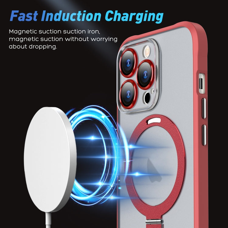 For iPhone 12 Pro Max Metal Eyes Series MagSafe Magnetic Holder Phone Case(Red) - iPhone 12 Pro Max Cases by buy2fix | Online Shopping UK | buy2fix