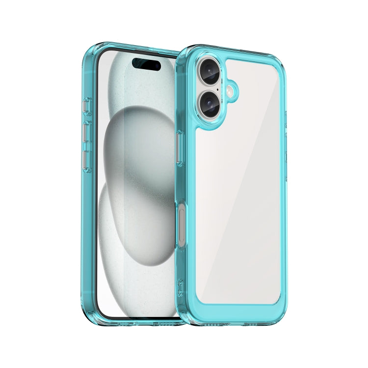 For iPhone 16 Plus Colorful Series Acrylic + TPU Phone Case(Transparent Blue) - iPhone 16 Plus Cases by buy2fix | Online Shopping UK | buy2fix