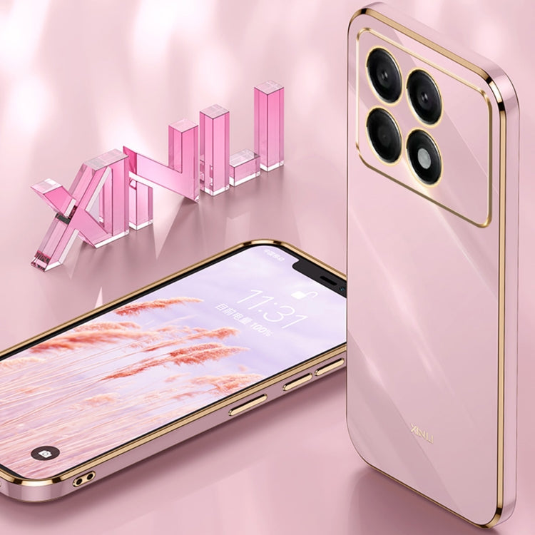 For Xiaomi Redmi K70 XINLI Straight Edge 6D Electroplate TPU Phone Case(White) - K70 Cases by XINLI | Online Shopping UK | buy2fix