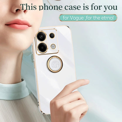 For Xiaomi Redmi Note 13 Pro XINLI Straight Edge 6D Electroplate TPU Phone Case with Ring Holder(White) - Note 13 Pro Cases by XINLI | Online Shopping UK | buy2fix