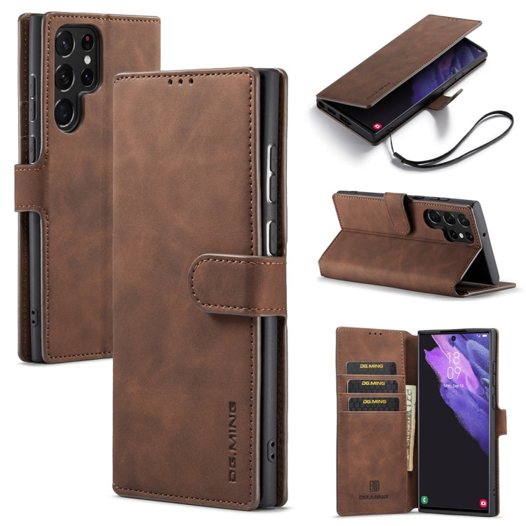 For Samsung Galaxy S23 Ultra 5G DG.MING Retro Oil Edge Flip Leather Phone Case(Coffee) - Galaxy S23 Ultra 5G Cases by DG.MING | Online Shopping UK | buy2fix