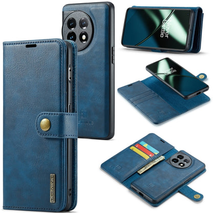 For OnePlus 11 DG.MING Crazy Horse Texture Detachable Magnetic Leather Case(Blue) - OnePlus Cases by DG.MING | Online Shopping UK | buy2fix