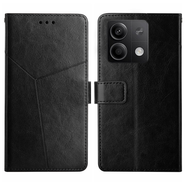 For Xiaomi Redmi Note 13 4G Y-shaped Pattern Flip Leather Phone Case(Black) - Note 13 Cases by buy2fix | Online Shopping UK | buy2fix