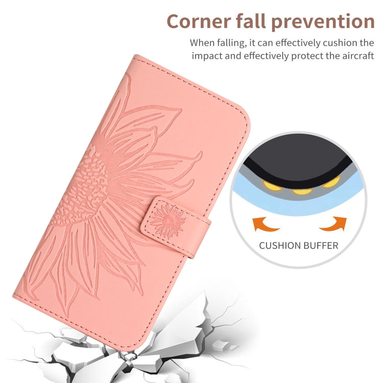 For Xiaomi Redmi 12 5G Skin Feel Sun Flower Embossed Flip Leather Phone Case with Lanyard(Pink) - Xiaomi Cases by buy2fix | Online Shopping UK | buy2fix