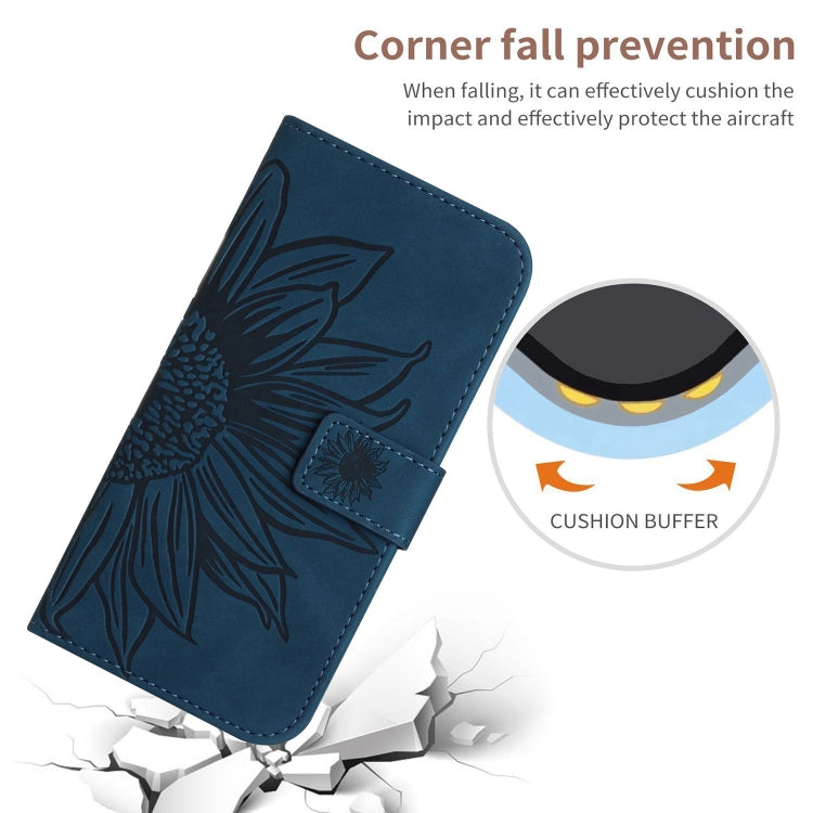 For Xiaomi 13T / 13T Pro Skin Feel Sun Flower Embossed Flip Leather Phone Case with Lanyard(Inky Blue) - Xiaomi Cases by buy2fix | Online Shopping UK | buy2fix