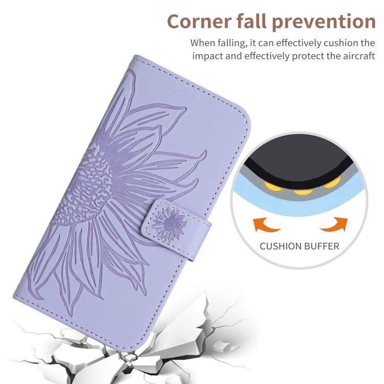 For Xiaomi 13T / 13T Pro Skin Feel Sun Flower Embossed Flip Leather Phone Case with Lanyard(Purple) - Xiaomi Cases by buy2fix | Online Shopping UK | buy2fix