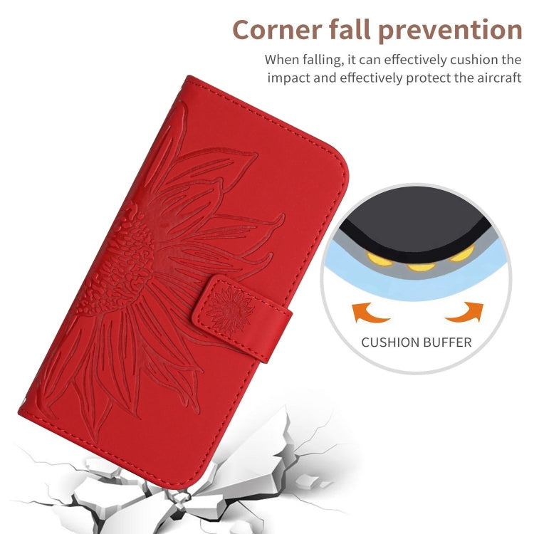 For Xiaomi 13T / 13T Pro Skin Feel Sun Flower Embossed Flip Leather Phone Case with Lanyard(Red) - Xiaomi Cases by buy2fix | Online Shopping UK | buy2fix