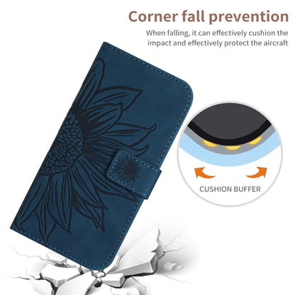 For Xiaomi Redmi Note 13 4G Global Skin Feel Sun Flower Embossed Flip Leather Phone Case with Lanyard(Inky Blue) - Note 13 Cases by buy2fix | Online Shopping UK | buy2fix