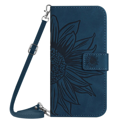 For Xiaomi Redmi A3 Skin Feel Sun Flower Embossed Flip Leather Phone Case with Lanyard(Inky Blue) - Xiaomi Cases by buy2fix | Online Shopping UK | buy2fix