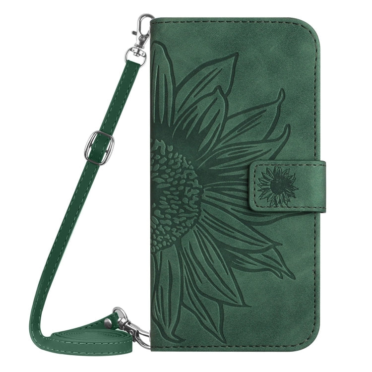 For Xiaomi 14 Ultra Skin Feel Sun Flower Embossed Flip Leather Phone Case with Lanyard(Green) - 14 Ultra Cases by buy2fix | Online Shopping UK | buy2fix