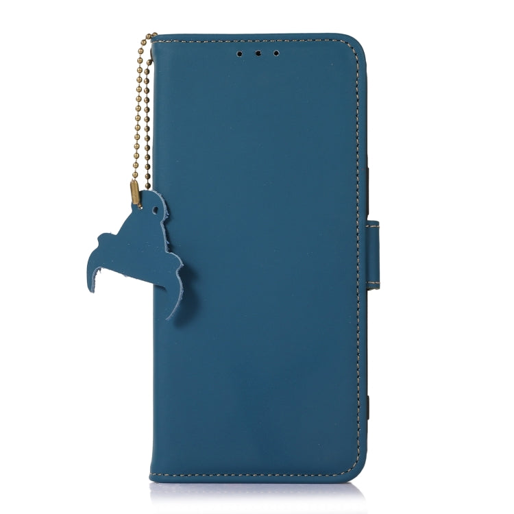 For Xiaomi Redmi K70E / Poco X6 Pro Genuine Leather Magnetic RFID Leather Phone Case(Blue) - K70E Cases by buy2fix | Online Shopping UK | buy2fix