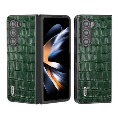 For Samsung Galaxy Z Fold6 ABEEL Crocodile Texture Genuine Leather Phone Case(Green) - Galaxy Z Fold6 5G Cases by buy2fix | Online Shopping UK | buy2fix