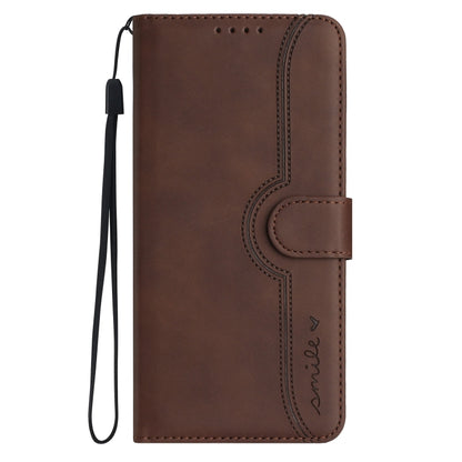 For Xiaomi Redmi K70 Heart Pattern Skin Feel Leather Phone Case(Brown) - K70 Cases by buy2fix | Online Shopping UK | buy2fix