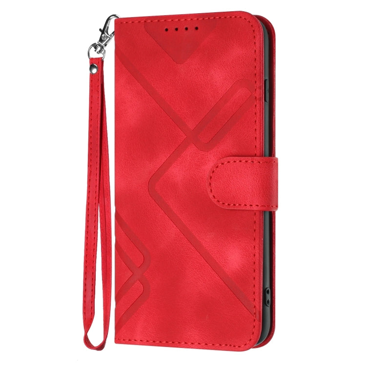 For Google Pixel 9 Line Pattern Skin Feel Leather Phone Case(Red) - Google Cases by buy2fix | Online Shopping UK | buy2fix