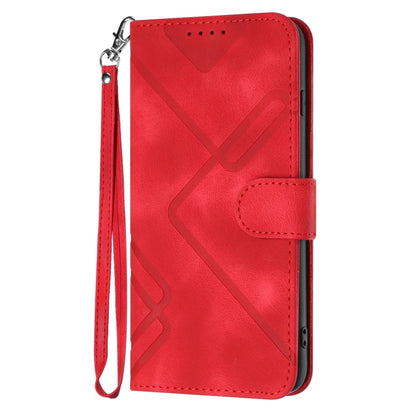 For Google Pixel 9 Line Pattern Skin Feel Leather Phone Case(Red) - Google Cases by buy2fix | Online Shopping UK | buy2fix