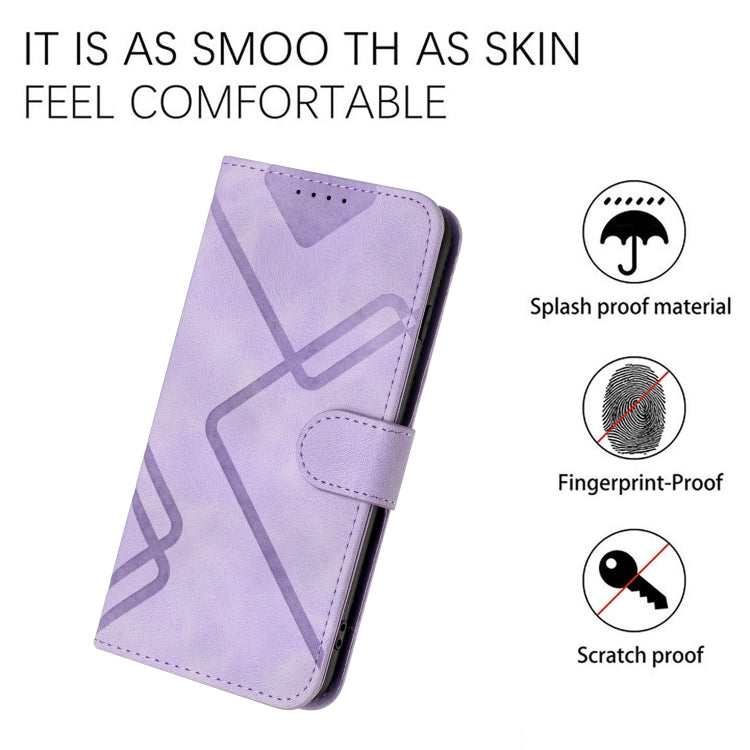 For Google Pixel 9 Line Pattern Skin Feel Leather Phone Case(Light Purple) - Google Cases by buy2fix | Online Shopping UK | buy2fix