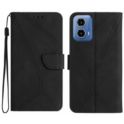 For Motorola Moto G04 / G24 Stitching Embossed Leather Phone Case(Black) - Motorola Cases by buy2fix | Online Shopping UK | buy2fix