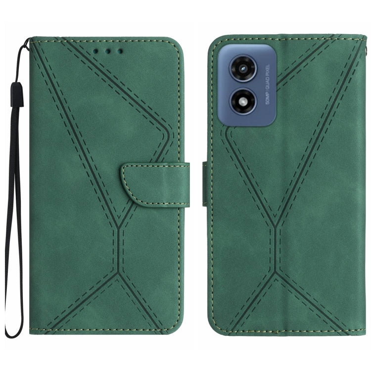 For Motorola Moto G Play 5G 2024 Stitching Embossed Leather Phone Case(Green) - Motorola Cases by buy2fix | Online Shopping UK | buy2fix