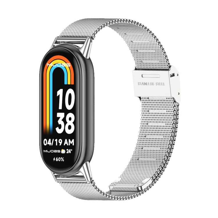 For Xiaomi Mi Band 8 / 9 / 9 NFC Mijobs Milan Buckle Metal Stainless Steel Watch Band(Silver) - Watch Bands by MIJOBS | Online Shopping UK | buy2fix