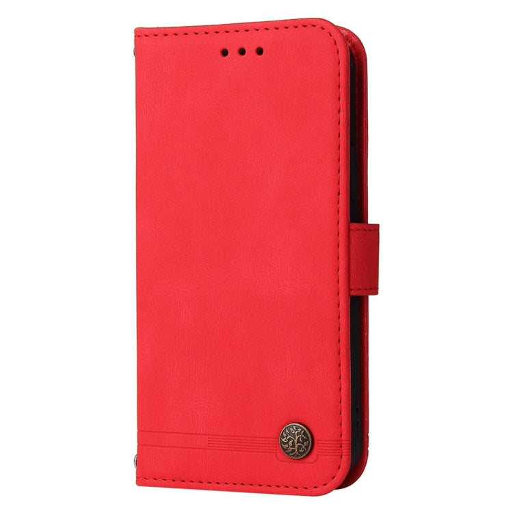 For Honor 200 Lite Global Skin Feel Life Tree Metal Button Leather Phone Case(Red) - Honor Cases by buy2fix | Online Shopping UK | buy2fix