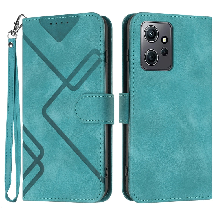 For Xiaomi Redmi Note 12 4G Global Line Pattern Skin Feel Leather Phone Case(Light Blue) - Xiaomi Cases by buy2fix | Online Shopping UK | buy2fix