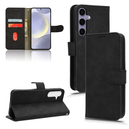 For Samsung Galaxy S24+ 5G Skin Feel Magnetic Flip Leather Phone Case(Black) - Galaxy S24+ 5G Cases by buy2fix | Online Shopping UK | buy2fix