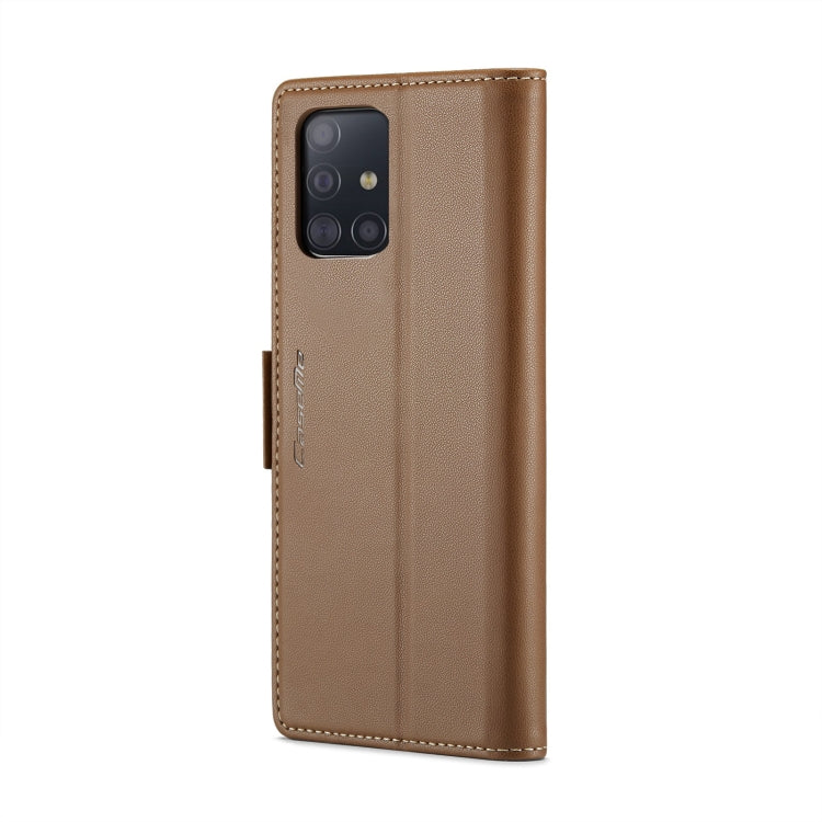 For Samsung Galaxy A51 4G/M40s CaseMe 023 Butterfly Buckle Litchi Texture RFID Anti-theft Leather Phone Case(Brown) - Galaxy Phone Cases by CaseMe | Online Shopping UK | buy2fix