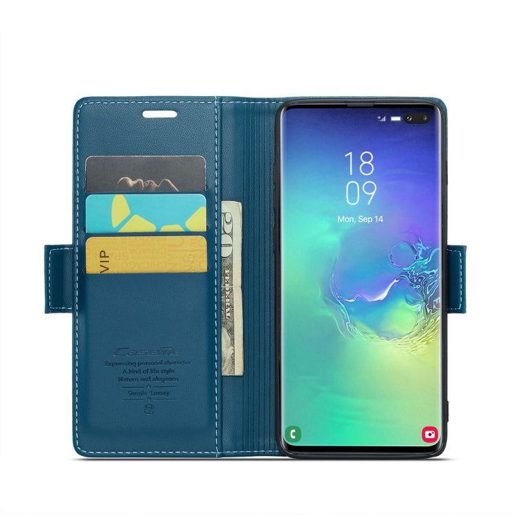 For Samsung Galaxy S10+ CaseMe 023 Butterfly Buckle Litchi Texture RFID Anti-theft Leather Phone Case(Blue) - Galaxy Phone Cases by CaseMe | Online Shopping UK | buy2fix