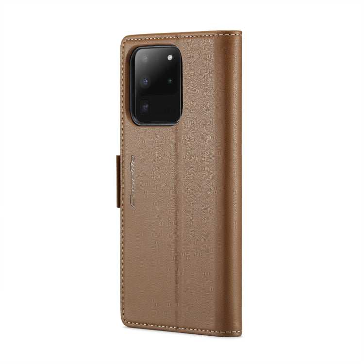 For Samsung Galaxy S20 Ultra CaseMe 023 Butterfly Buckle Litchi Texture RFID Anti-theft Leather Phone Case(Brown) - Galaxy Phone Cases by CaseMe | Online Shopping UK | buy2fix