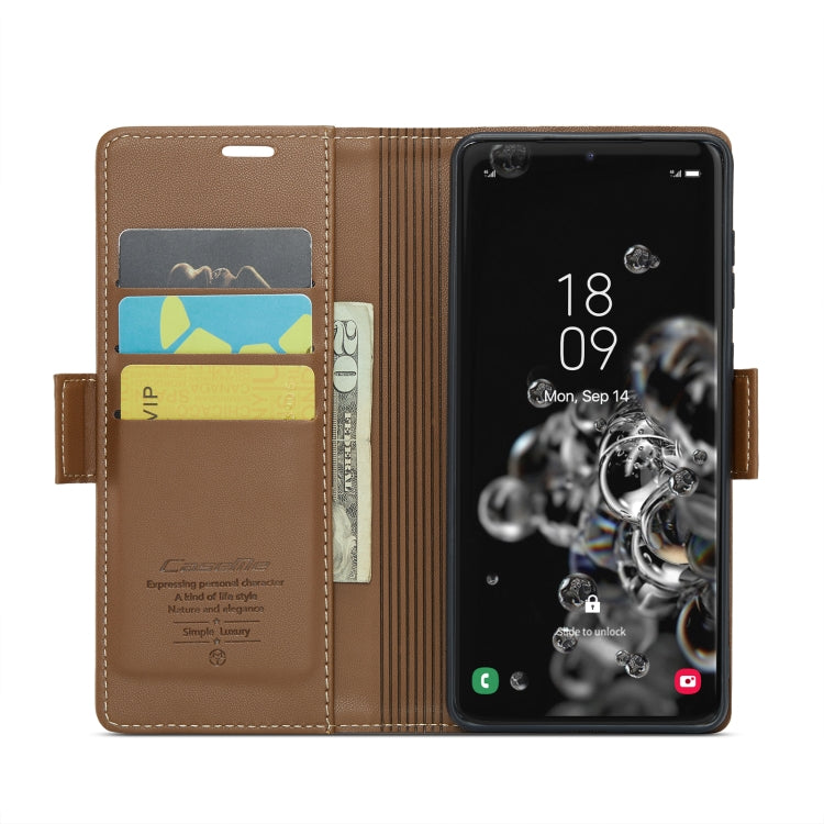 For Samsung Galaxy S20 Ultra CaseMe 023 Butterfly Buckle Litchi Texture RFID Anti-theft Leather Phone Case(Brown) - Galaxy Phone Cases by CaseMe | Online Shopping UK | buy2fix