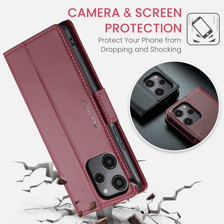 For Xiaomi Redmi 12 4G／12 5G／Note 12R／POCO M6 Pro 5G CaseMe 023 Butterfly Buckle Litchi Texture RFID Anti-theft Leather Phone Case(Wine Red) - Xiaomi Cases by CaseMe | Online Shopping UK | buy2fix