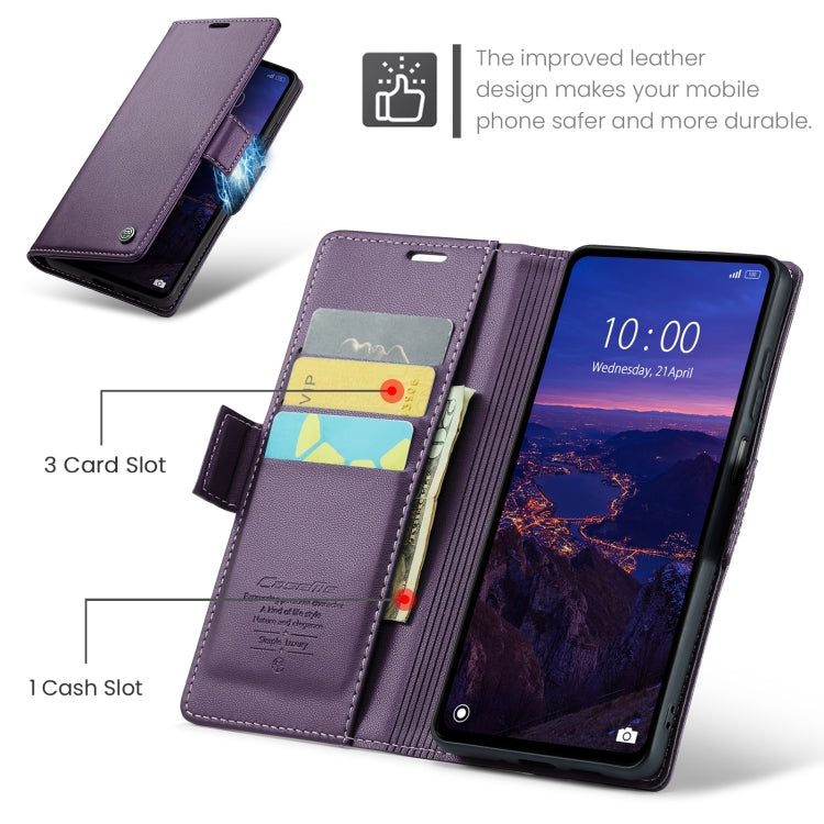 For Xiaomi Redmi 12 4G／12 5G／Note 12R／POCO M6 Pro 5G CaseMe 023 Butterfly Buckle Litchi Texture RFID Anti-theft Leather Phone Case(Pearly Purple) - Xiaomi Cases by CaseMe | Online Shopping UK | buy2fix