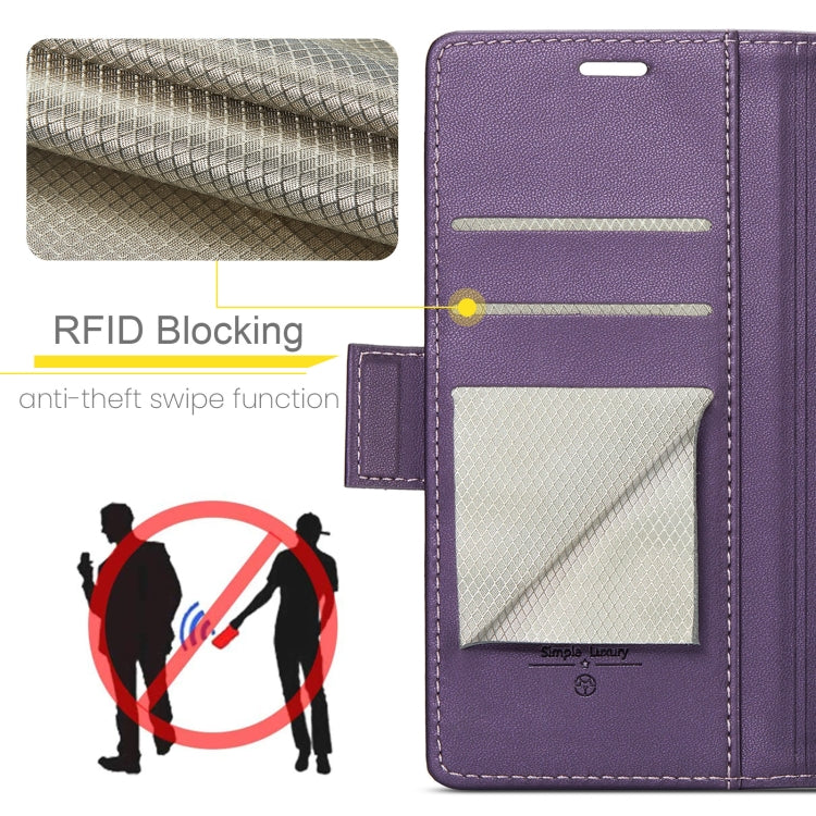 For Xiaomi Redmi 12 4G／12 5G／Note 12R／POCO M6 Pro 5G CaseMe 023 Butterfly Buckle Litchi Texture RFID Anti-theft Leather Phone Case(Pearly Purple) - Xiaomi Cases by CaseMe | Online Shopping UK | buy2fix