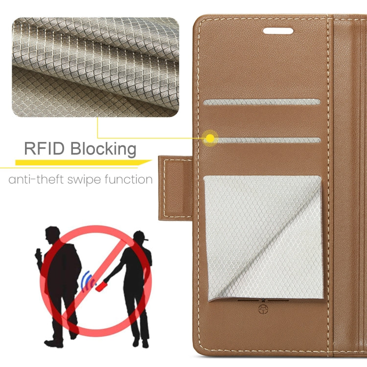 For Xiaomi Redmi Note 13 Pro+ 5G CaseMe 023 Butterfly Buckle Litchi Texture RFID Anti-theft Leather Phone Case(Brown) - Xiaomi Cases by CaseMe | Online Shopping UK | buy2fix