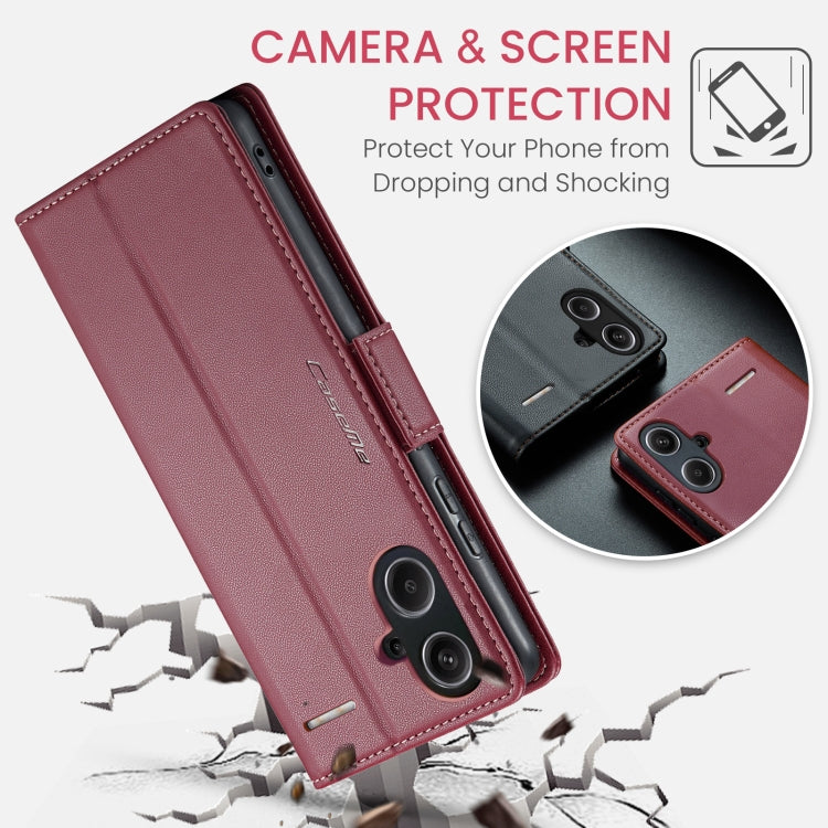 For Xiaomi Redmi Note 13 Pro+ 5G CaseMe 023 Butterfly Buckle Litchi Texture RFID Anti-theft Leather Phone Case(Wine Red) - Xiaomi Cases by CaseMe | Online Shopping UK | buy2fix