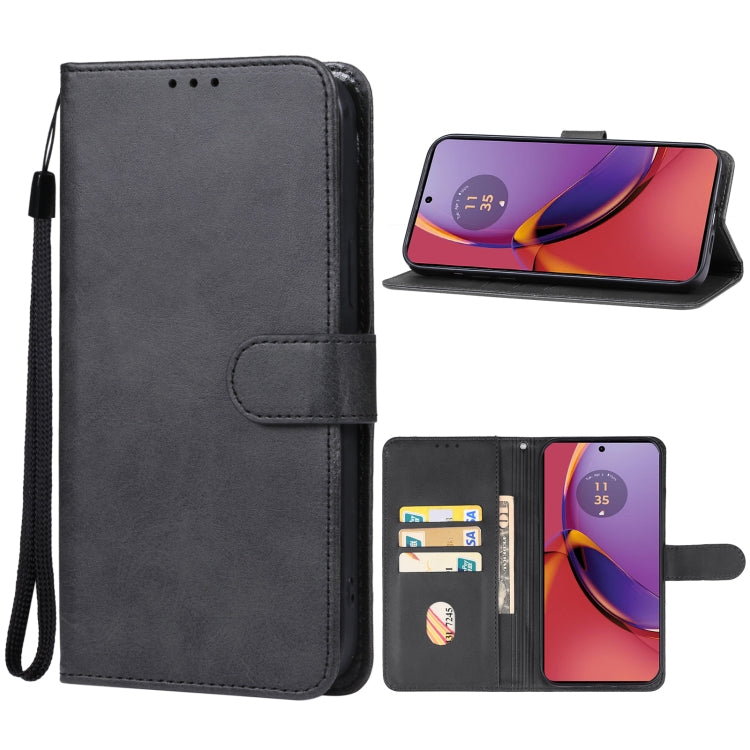 For Motorola Moto G84 Leather Phone Case(Black) - Motorola Cases by buy2fix | Online Shopping UK | buy2fix