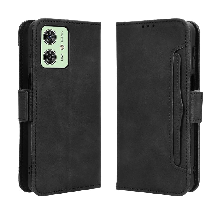 For Motorola Moto G54 5G Skin Feel Calf Texture Card Slots Leather Phone Case(Black) - Motorola Cases by buy2fix | Online Shopping UK | buy2fix