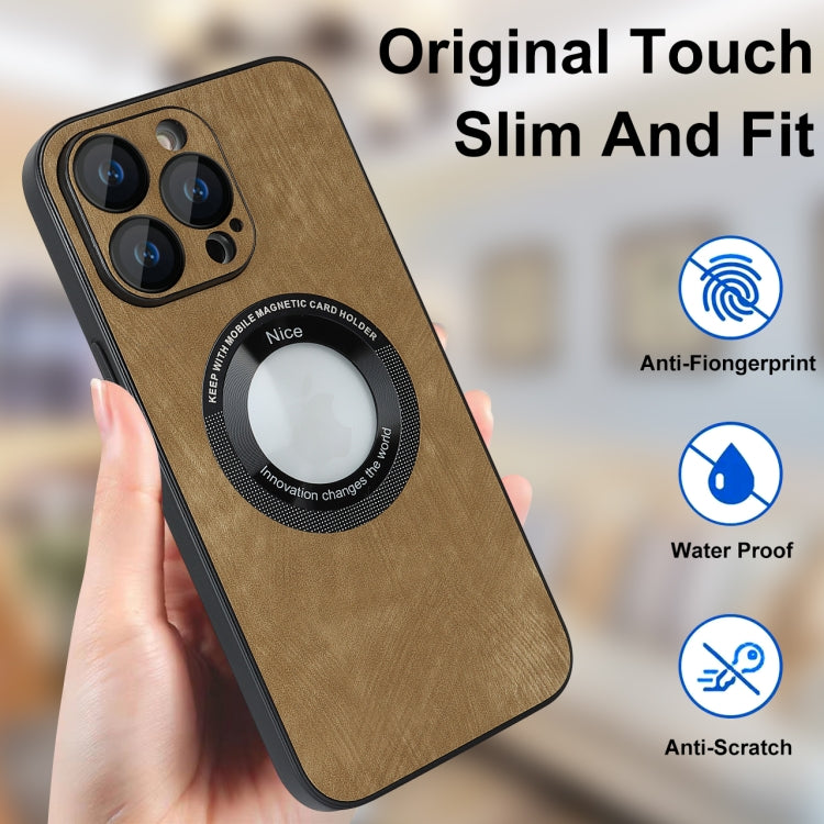 For iPhone 13 Pro Skin Feel Leather MagSafe Magnetic Phone Case(Brown) - iPhone 13 Pro Cases by buy2fix | Online Shopping UK | buy2fix